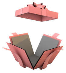 Pink gift box floating