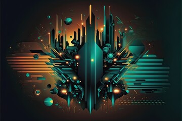 Digital technology, Abstract futuristic background (Ai generated)