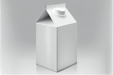 Mockup of a blank white milk box isolated on a white background | Generative Ai | Hyper realistic | Milk box  package mock-up 