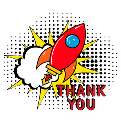 Comic book explosion with text Thank You, vector illustration.  Vector bright cartoon illustration in retro pop art style. Thank You in pop art style. Creative poster, web banner