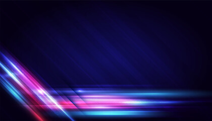 Modern abstract high-speed light effect. Futuristic dynamic motion lines on blue background with copy space. Movement pattern for banner or poster design background concept.