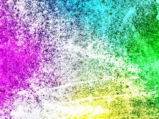 Multicolor spray. Vector gradient, colorful abstract grainy texture. Explosion, drops, texture, green blue purple pink yellow background. Beautiful background with space for text for designer