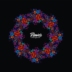 Original vector illustration. Floral wreath in vintage style.