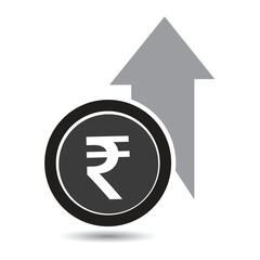 Rupee growth coin vector icon