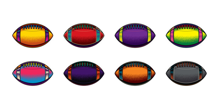 An original vector collection in a vintage style. American football ball in retro style.