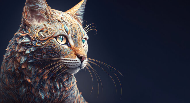 Cat Ornate Psytrance Beautiful  - Generative AI