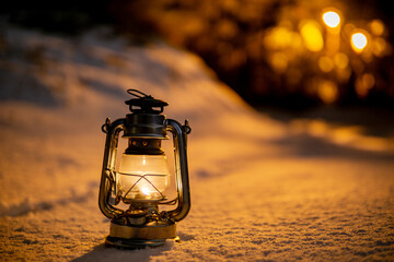 雪とランタン