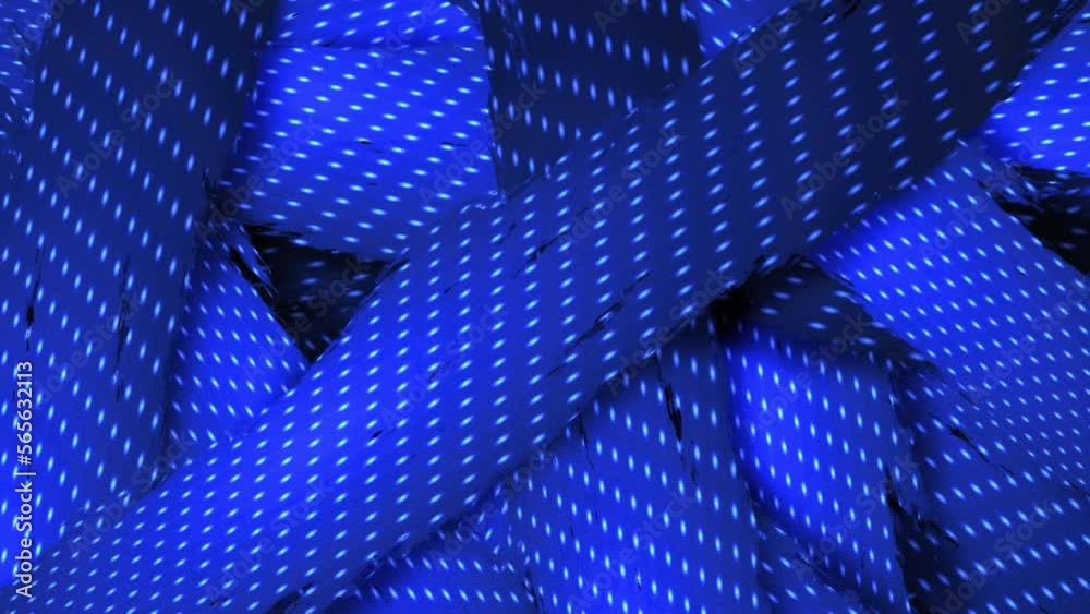 Wall mural animation motion graphics abstrat blue dots slither on black background . abstract motion graphics t