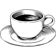 Hand drawn Espresso Coffee in a Cup Drink Sketch Illustration