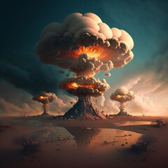 Huge nuclear bomb explosion. ai