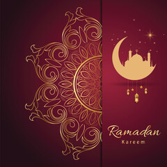 Ramadan kareem background design concept with illustration