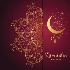 Ramadan kareem background design concept with illustration