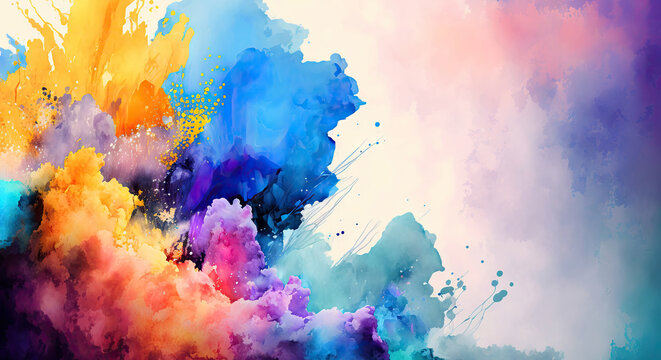 Watercolor Background Colorful Vibrant - Generative AI © Chrixxi