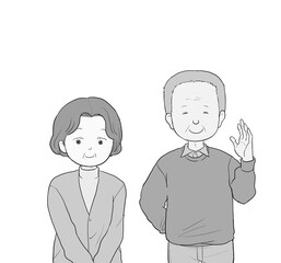 Fototapeta premium 老夫婦 グレー