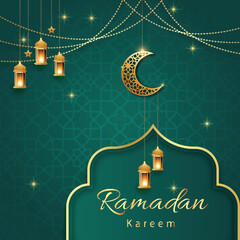 Ramadan kareem background design concept with illustration