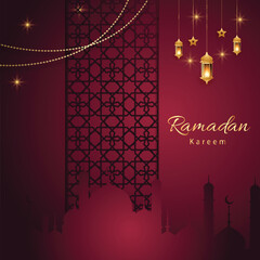 Ramadan kareem background design concept with illustration