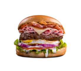 fresh tasty burger isolated on transparent background	
