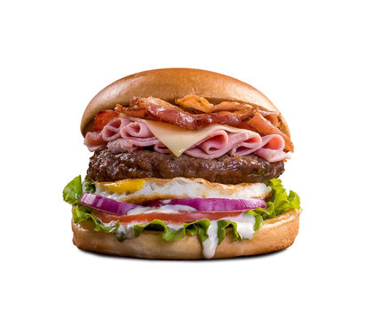 fresh tasty burger isolated on transparent background	