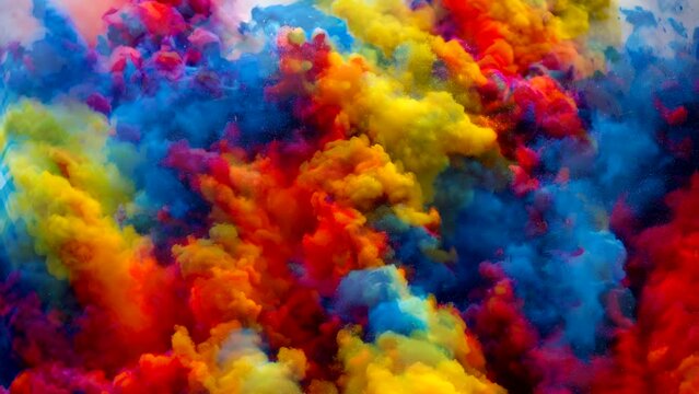 abstract colorful splash watercolor hand drawn background. Fantasy sky with colorful smokes. Seamless and infinity looping video animation background. Live wallpaper or screen saver video