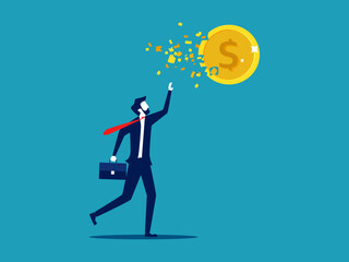 Businessman loses money. Inflation. business and finance concept vector illustration