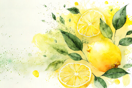 Hand-drawn Lemon Fruit Watercolor made with Generative AI