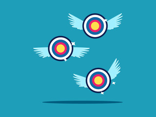 target has wings to fly. Having multiple goals. business and investment concept vector
