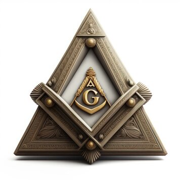 Freemason guild organization symbol for freemasonry isolated on a white background, generative ai