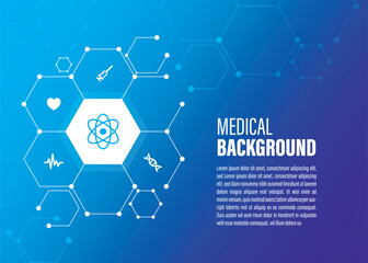 medical health care and science icon pattern innovation concept background vector design with hexagon pattern