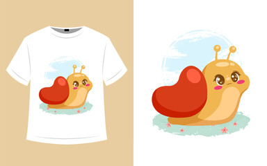 Cute snail t shirt design