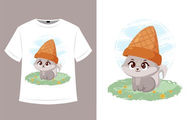 Fototapeta premium Funny cat t shirt design
