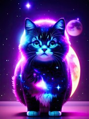 Fototapeta premium A cat in space. Space cat
