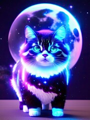 Fototapeta premium A cat in space. Space cat
