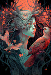 Generative AI abstract render of a celestial fantasy goddess