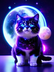 Obraz na płótnie Canvas A cat in space. Space cat
