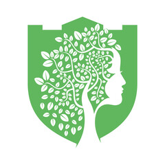 Woman Tree png Template Design. Woman Face Leaf Vector Design.	