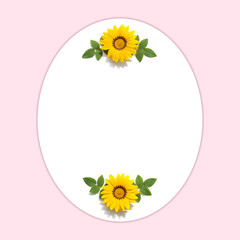 Mockup invitation floral oval frame space for text, space for photography