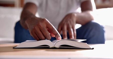 American African Prayer Man Studying Bible Book