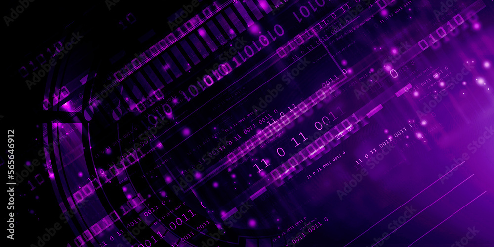 Poster 2d illustration abstract digital binary data on computer screen