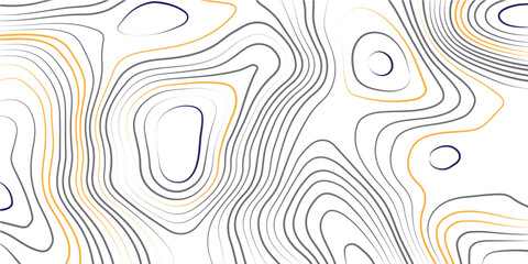 Abstract white, orange topographic map lines and cercle background. Abstract vector illustration. The stylized height of the topographic contour in lines and contours.