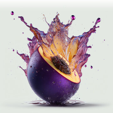 exploding fruits - splashing plum