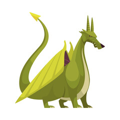 Fototapeta premium Green Dragon Cartoon Composition