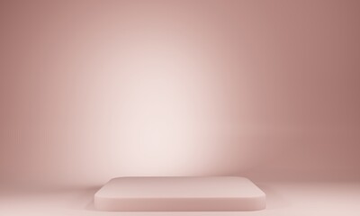 3d Illustration of podium colored pink on pink background. product presentation. 