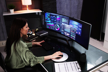 Business Woman Analyst Using KPI Data