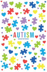 World autism awareness day. Colorful puzzles backrond vector background. Symbol of autism. Medical flat illustration. Health care