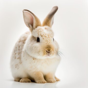 Photo of a beautiful and cute white rabbit, a bunny, Generative Ai