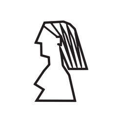 横顔シンプルアイコン女性　モノクロ