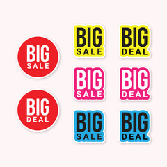 Set of Big Sale or Big Deal stickers vector design
