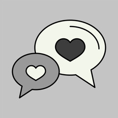 Speech bubbles heart icon. Happy Valentines Day