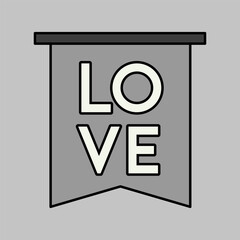 Flag with inscription Love vector glyph icon