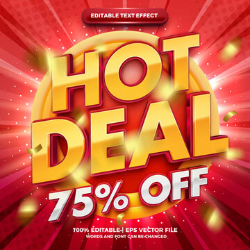 Hot Deal Promo bold 3d editable text effect